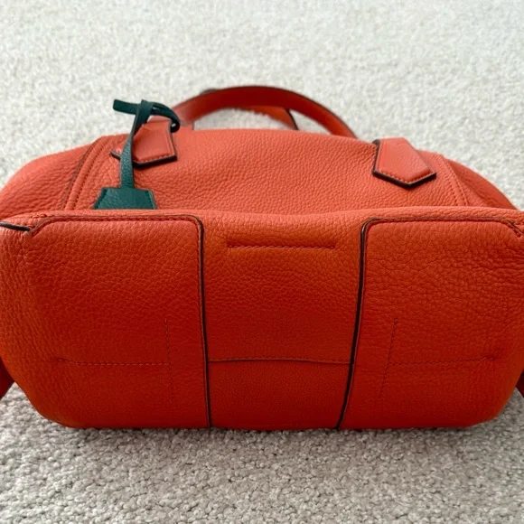 Rare Genuine Tory Burch Perry Satchel Canyon Orange Leather - Picture 4 of 9